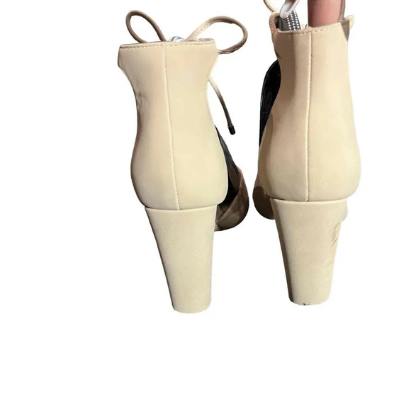 Beige Suede Block Heel Ankle Tie Pointed Toe Heels / Pumps Women's Size 10M - Picture 5 of 11